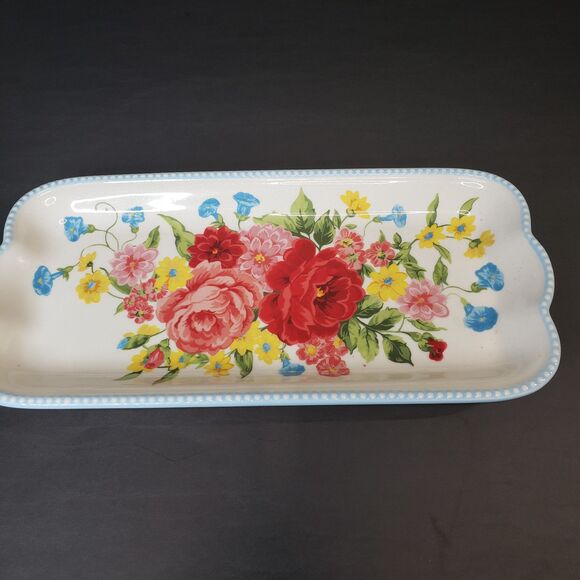 The Pioneer Woman Sweet Rose Ceramic Serving Tray 14" Hors D'oeuvres Bread - Picture 1 of 7